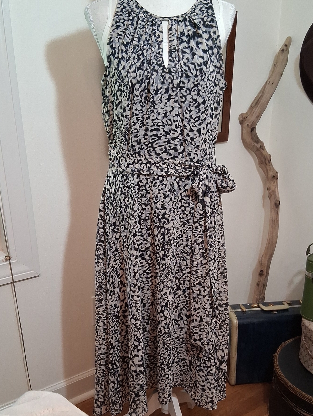 Chetta B Black & White Animal Print High-Low Dress